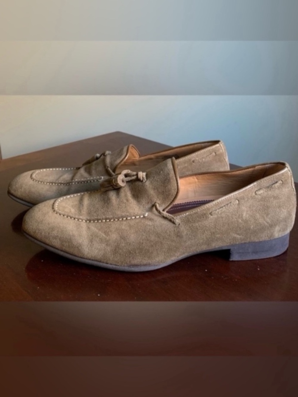 Scarpe Di Bianco Men's Suede Tassel Loafers with flaws